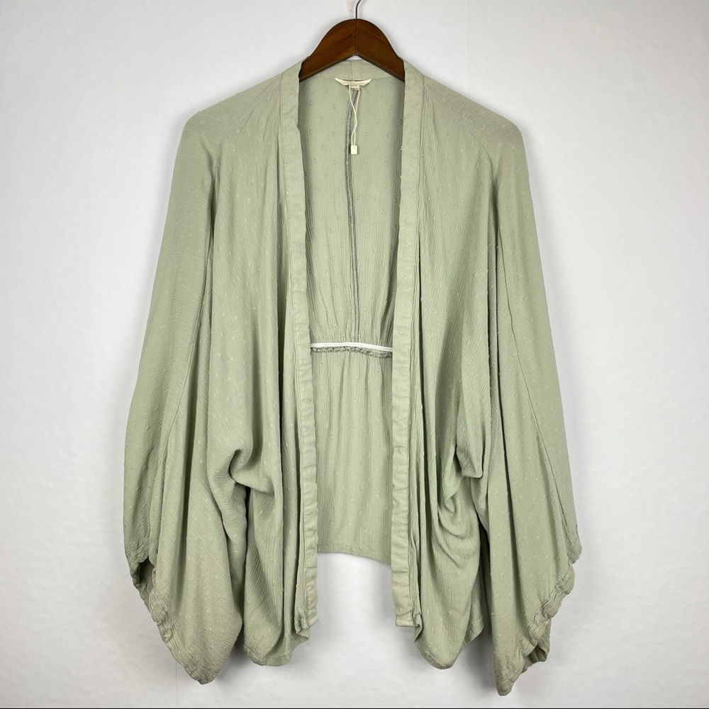 Sim & Sam Sage Green Boho Flowy Kimono Cardigan